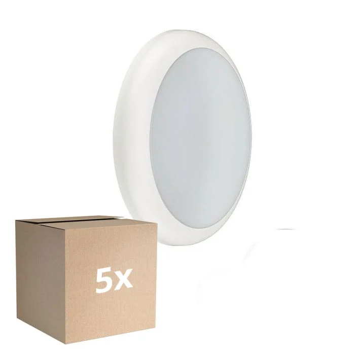 Multipack 5x Philips Plafón LED Techo/Pared Ledinaire WL070V Gen 2 Blanco 17W 1700lm - 830-840 CCT | 300mm - IP65
