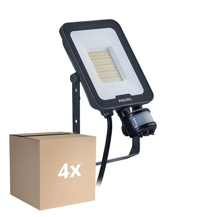Multipack 4x Philips Proyector LED Ledinaire BVP167 30W 3600lm 110D - 830-840-865 CCT | IP65 - Sensor de Movimiento y Luz - Simétrico