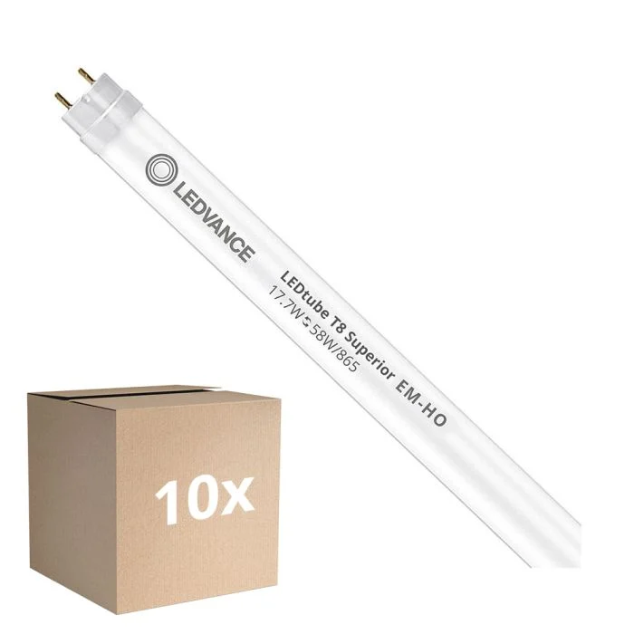 Multipack 10x Ledvance Tubo LED T8 Superior (EM/Mains) High Output 17.7W 3100lm - 865 Luz De Día | 150cm - Reemplazo 58W