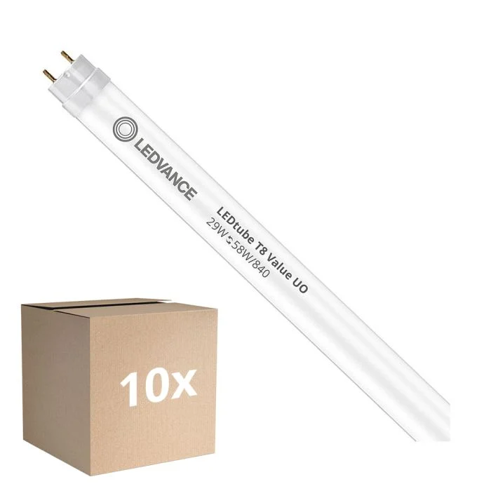 Multipack 10x Ledvance Tubo LED T8 Value (EM/Mains) Ultra Output 29W 3500lm - 840 Blanco Frio | 150cm - Reemplazo 58W