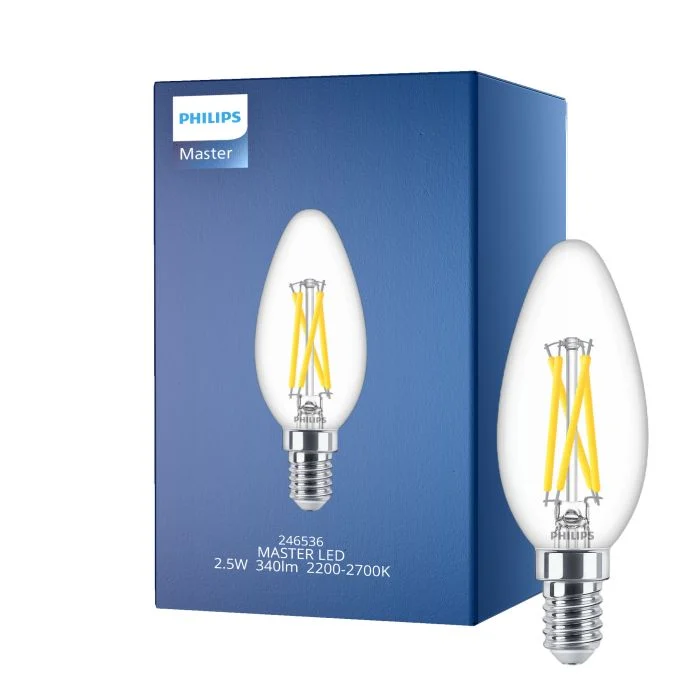 Philips MASTER LED E14 Vela Con Filamento Clara 2.5W 340lm - 922-927 Dim To Warm | Mejor Reproducción De Color - Regulable - Reemplazo 25W