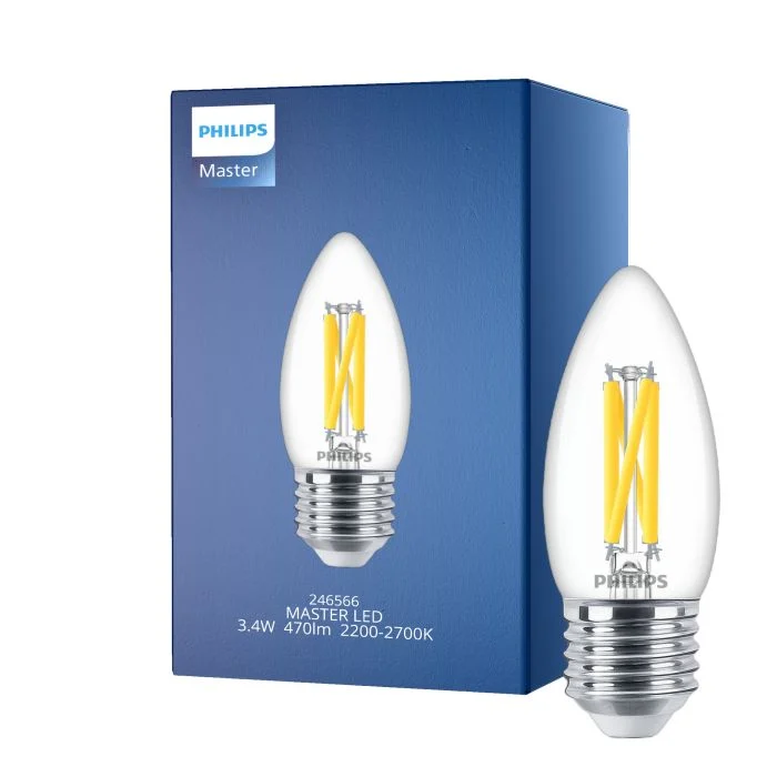 Philips MASTER LED E27 Vela Con Filamento Clara 3.4W 470lm - 922-927 Dim To Warm | Mejor Reproducción De Color - Regulable - Reemplazo 40W
