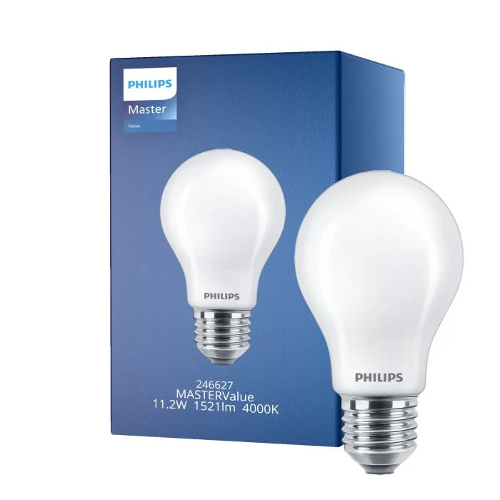 Philips MASTERValue LED E27 Pera Mate 11.2W 1521lm - 940 Blanco Frio | Mejor reproducción de color - Regulable - Reemplazo 100W
