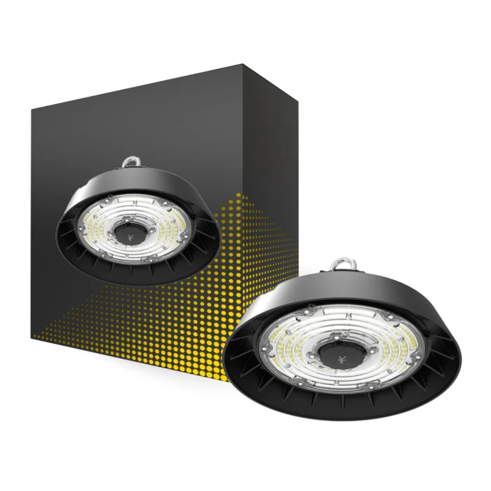 Bright Choice Campana LED Acero Negro 100W 17000lm 90D - 740 Blanco Frio | IP65 - con Sensor de Movimiento y Luz