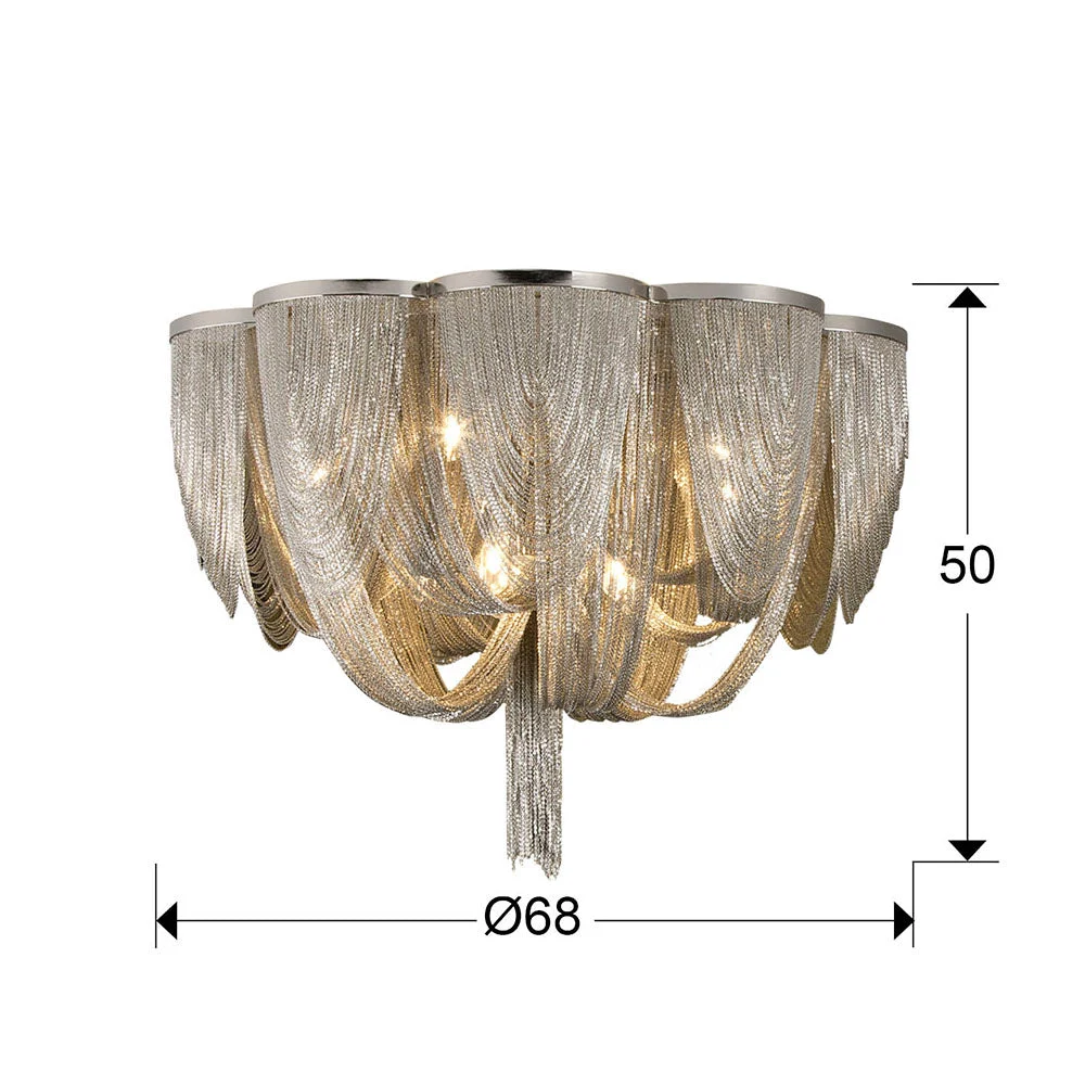 Plafón Schuller Minerva 10 luces níquel Ø68cm