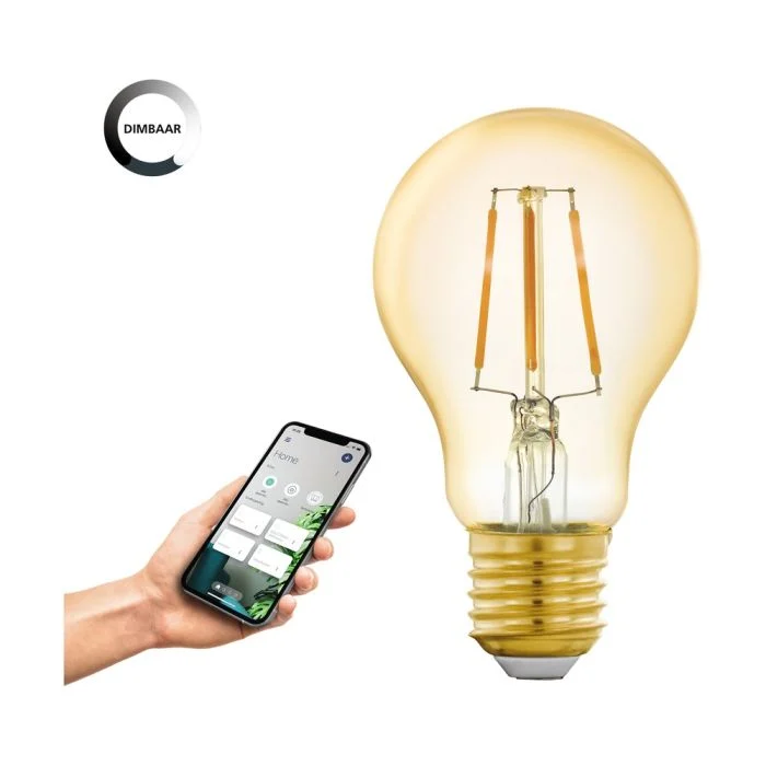 Eglo LED E27 Pera Ámbar Con Filamento 4.9W 500lm - 822 Luz Muy Cálida | Zigbee Regulable- Reemplazo 40W