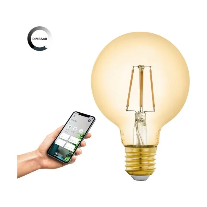 Eglo LED E27 Globe Ámbar Con Filamento 4.9W 500lm - 822 Luz Muy Cálida | Zigbee Regulable- Reemplazo 40W