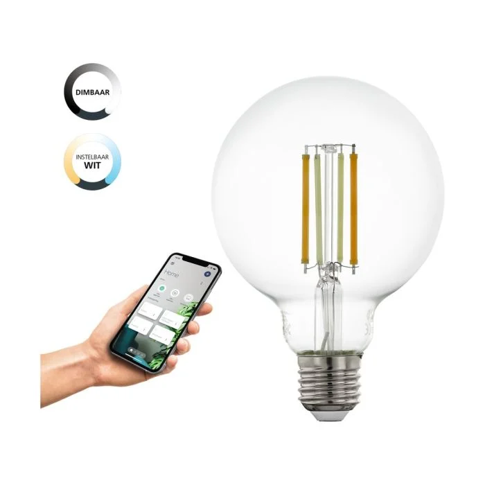 Eglo LED E27 Globe Clara Con Filamento 6W 806lm - 822-865 Ajustable Blanco | Zigbee Regulable- Reemplazo 60W