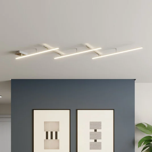 Lámpara LED de techo orientable Indira, atenuable, níquel