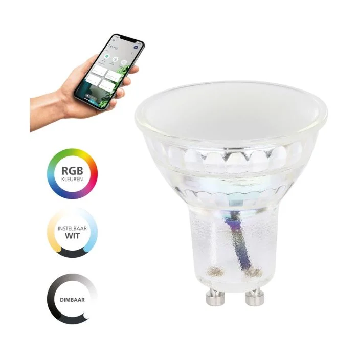 Eglo Foco LED GU10 PAR16 4.9W 345lm - 827-865 Ajustable Blanco + RGB | Zigbee Regulable - Reemplazo 25W
