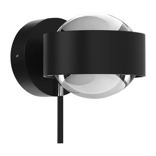 Puk Mini Wall+ Lentes LED transparente, negro mate/cromo