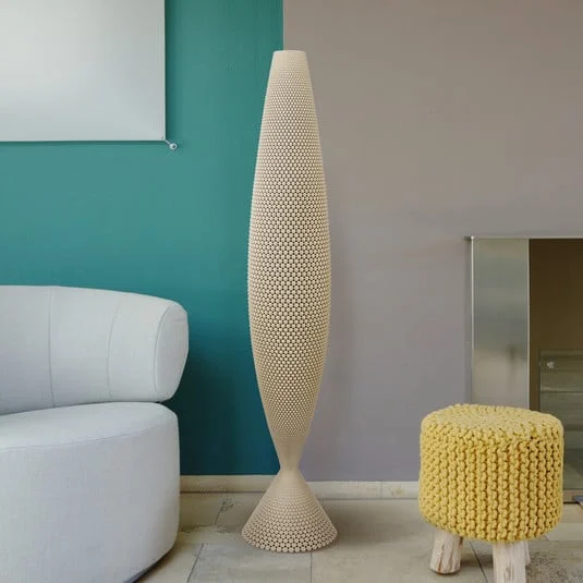 Lámpara de pie Diamant de biomaterial lino, 115 cm
