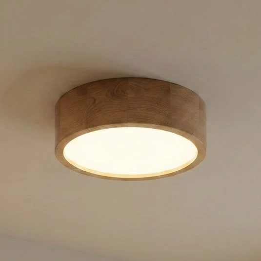 Cleo plafón, Ø 28 cm, 2 luces, madera de roble, E27