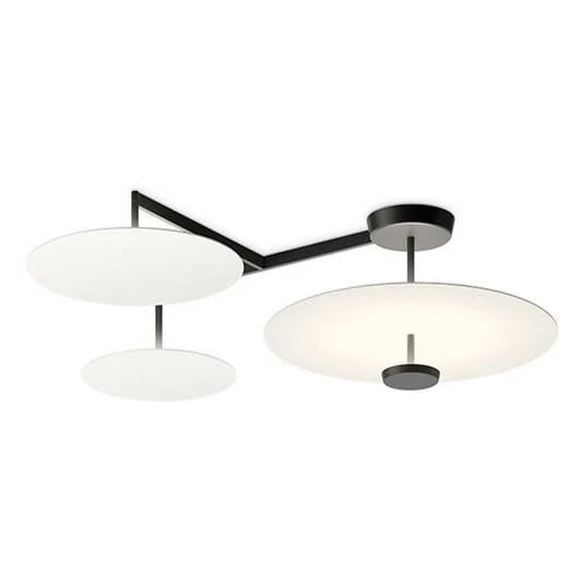 Plafón LED Vibia Flat, 4 luces, Ø 55 cm, blanco
