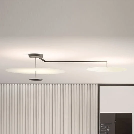 Plafón LED Vibia Flat, 3 luces, Ø 55 cm, blanco