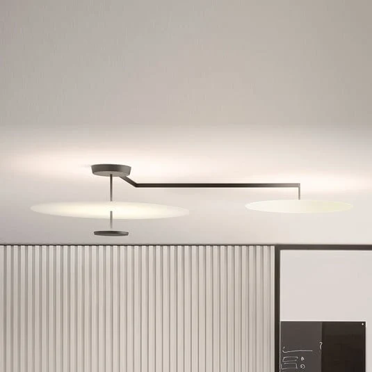 Plafón LED Vibia Flat, 3 luces, Ø 90 cm, blanco