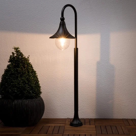 Lindby bolardo luminoso Daphne, 120 cm, negro, metal, E27