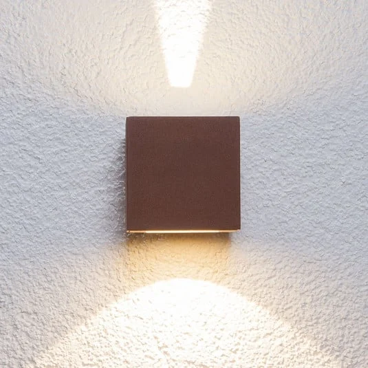 Lucande Aplique LED para exterior Jarno, óxido, metal, 9 cm