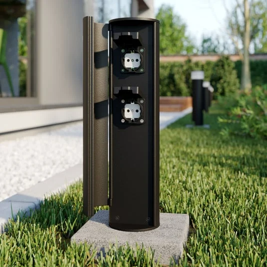 Lucande, columna de enchufes Corban, puerta, 2 enchufes, IP44