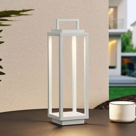 Lucande Lámpara de exterior de LED Mirina, blanca, batería recargable,