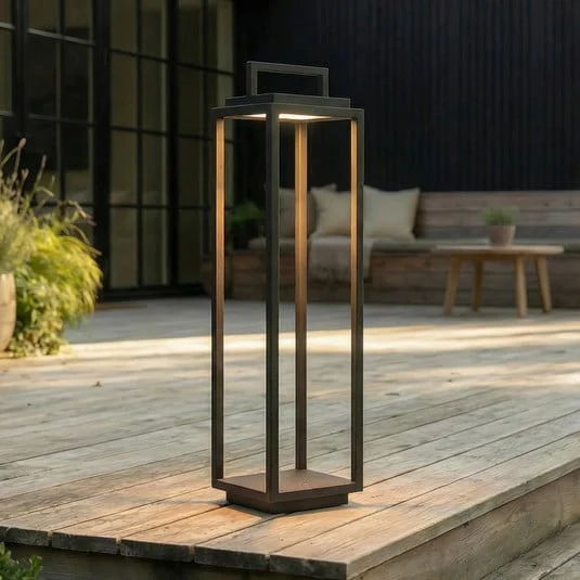 Lucande LED lámpara de exterior Elaja, negro, batería recargable, USB,