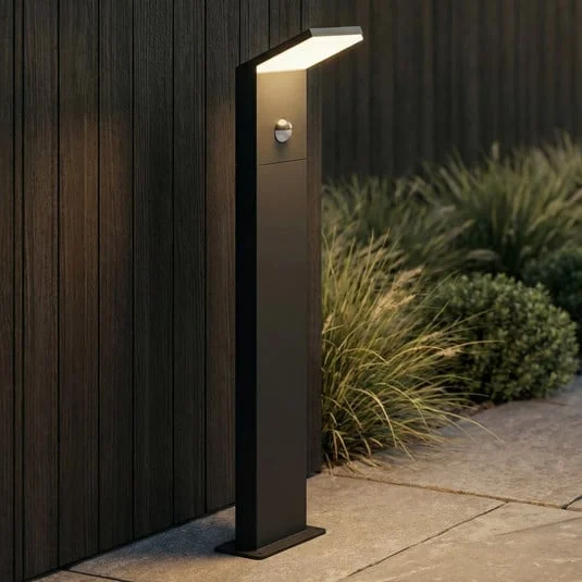 Lucande, bolardo luminoso LED Nevio, sensor, 60 cm, antracita