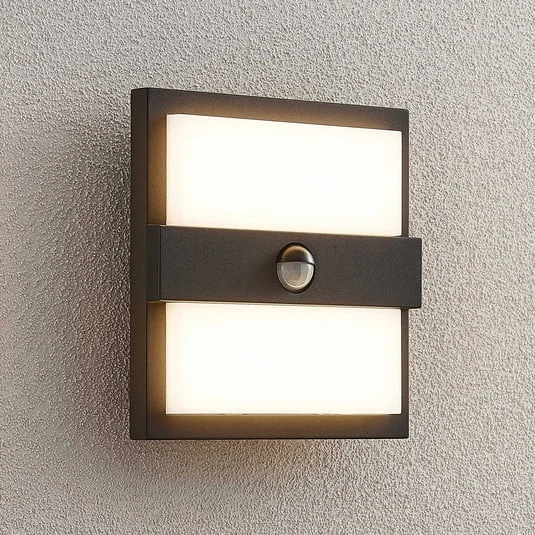 Lucande Aplique LED para exterior Gylfi, 20 cm, negro, sensor
