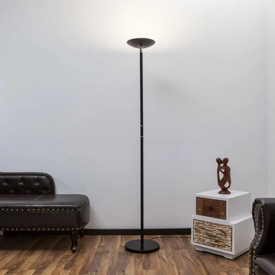 Lámpara de pie LED Lindby Malea, negra, de metal, atenuable, 180 cm