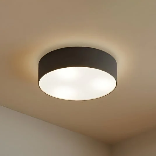 Plafón Lindby Sebatin, Ø 40 cm, gris, tela, E27