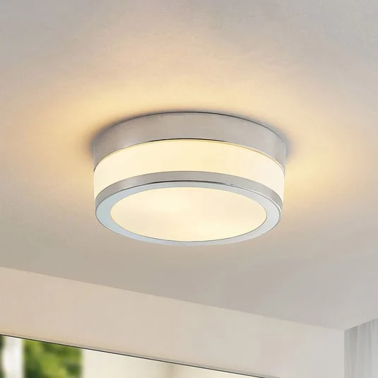 Lámpara de techo Lindby Flavi, Ø 23 cm, cromado, cristal, IP44, E27