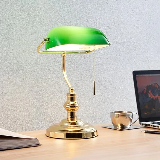 Lámpara de mesa Lindby Milenka, latón, altura 39cm, metal
