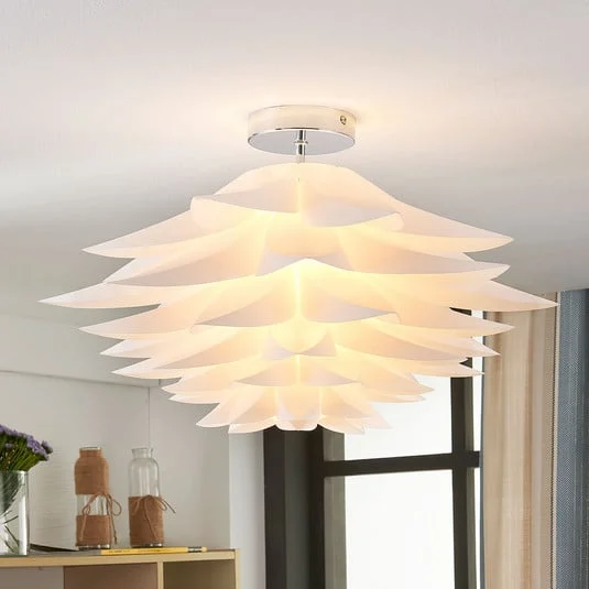Plafón Rimon de Lindby, blanco, plástico, Ø 50 cm, E27