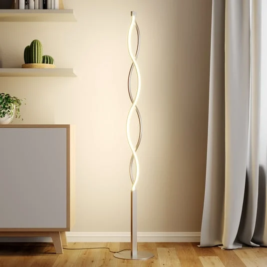 Lámpara de pie LED Auron de Lindby, color níquel, metal, regulador táctil