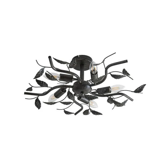Plafón Yos, 58 cm, 5 luces, negro y dorado, E14 - Lindby