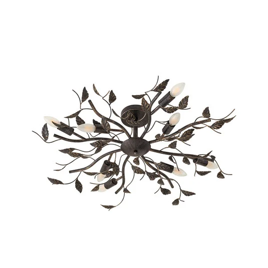 Plafón Yos, 85 cm, 8 luces, negro y dorado - Lindby