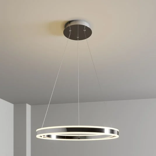 Lucande Lámpara colgante LED Lyani, Ø 60 cm, cromo, atenuable