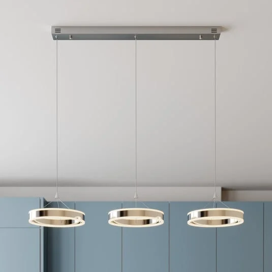Lucande lámpara colgante LED Lyani, 115cm, 3 luces, cromo, atenuable