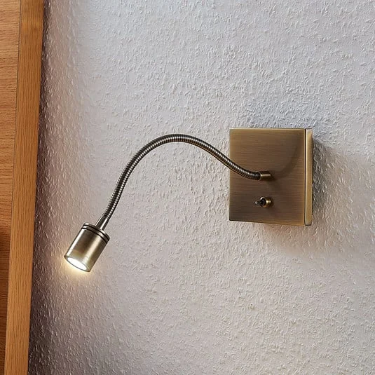 Lindby aplique de pared LED Mayar, latón, metal, lámpara de lectura, 11cm