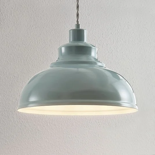 Lámpara colgante Albertine, metal, azul celeste