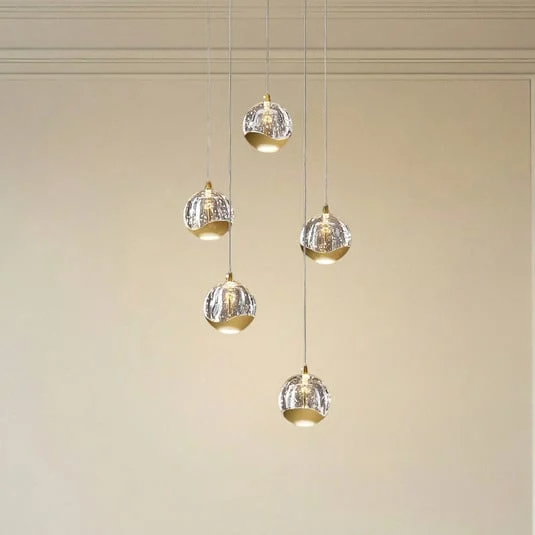 Lucande lámpara colgante LED Hayley, Ø 30 cm, 5 luces, dorado, cristal
