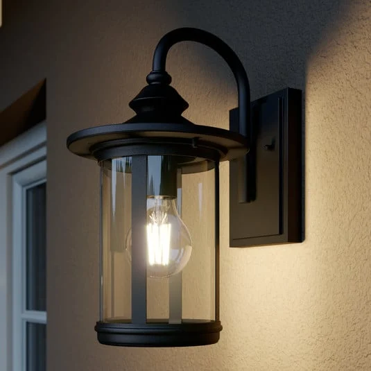 Aplique de exterior Zayn de Lindby, negro, cristal, altura 33 cm, IP23
