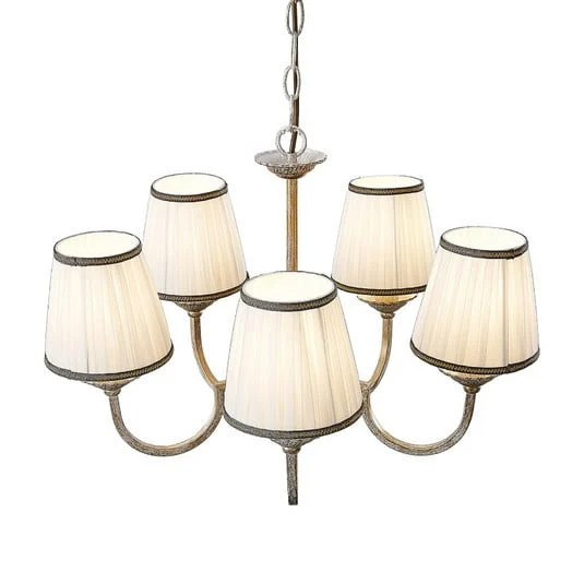 Lumiel 5 Lámpara de Araña Cream/Antique Brass - Lindby