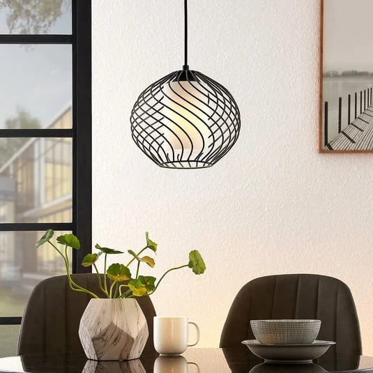 Lámpara colgante Cedrice de Lindby, 1 luz, negra, metal, E27