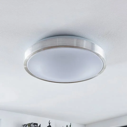 Lámpara LED de techo Emelie de Lindby, Ø 42 cm, color aluminio, metal