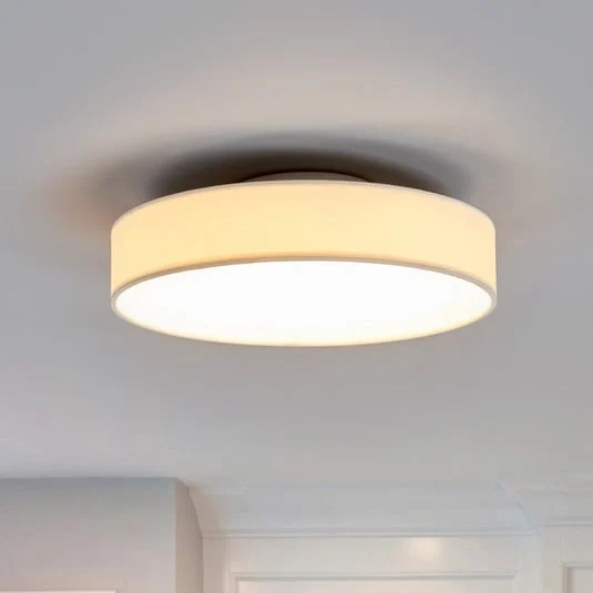 Lámpara LED de techo Saira de Lindby, Ø 30 cm, blanca, textil