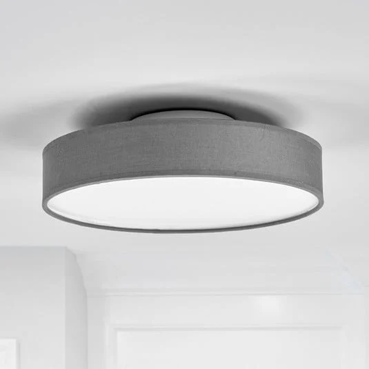 Lámpara LED de techo Saira de Lindby, Ø 30 cm, gris, textil