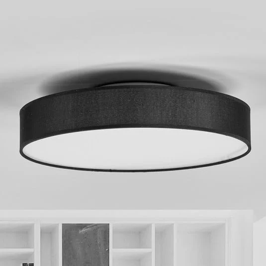 Lámpara LED de techo Saira de Lindby, Ø 40 cm, negra, textil