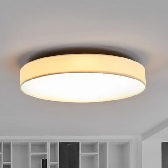 Lámpara LED de techo Saira de Lindby, Ø 50 cm, blanca, textil