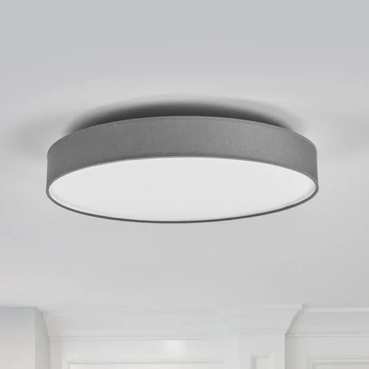 Lámpara LED de techo Saira de Lindby, Ø 50 cm, gris, textil