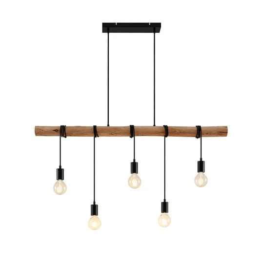 Rom Lámpara Colgante Black/Wood - Lindby